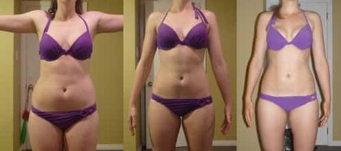 Stages of weight loss in a diet of buckwheat