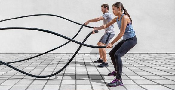Husband and wife do exercises