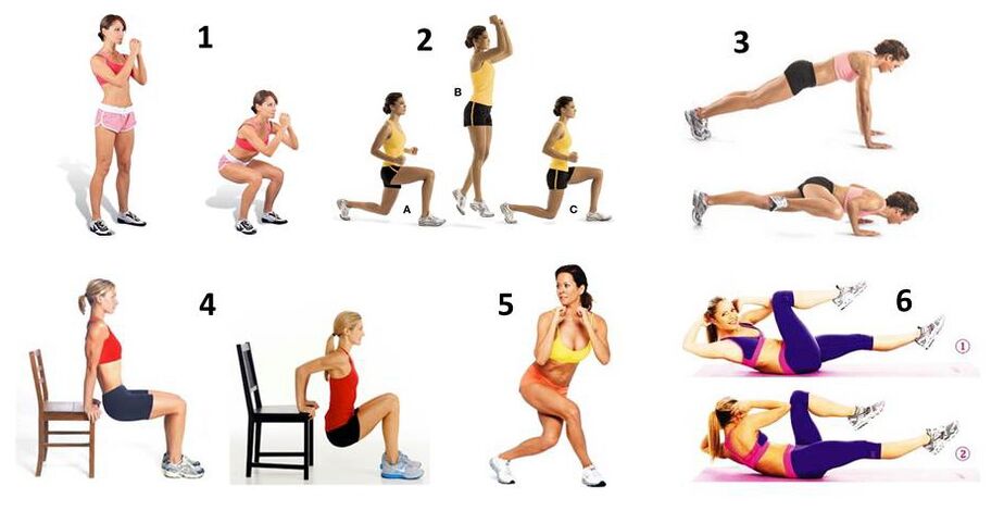 A set of whole body weight loss exercises at home